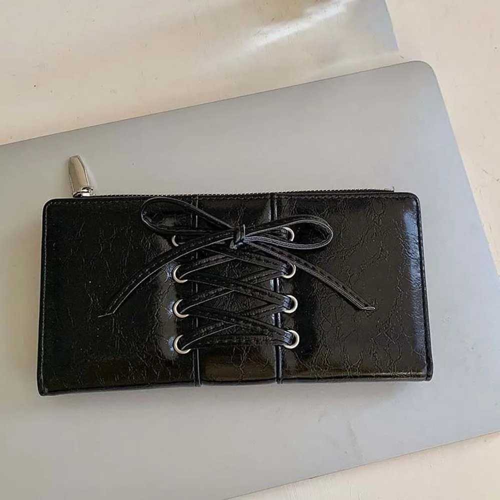 

Портативный кошелек-портмоне с ремешком, однотонный, для нескольких карт, в стиле балеткор, водонепроницаемый, модный, длинный кожаный кошелек для свиданий