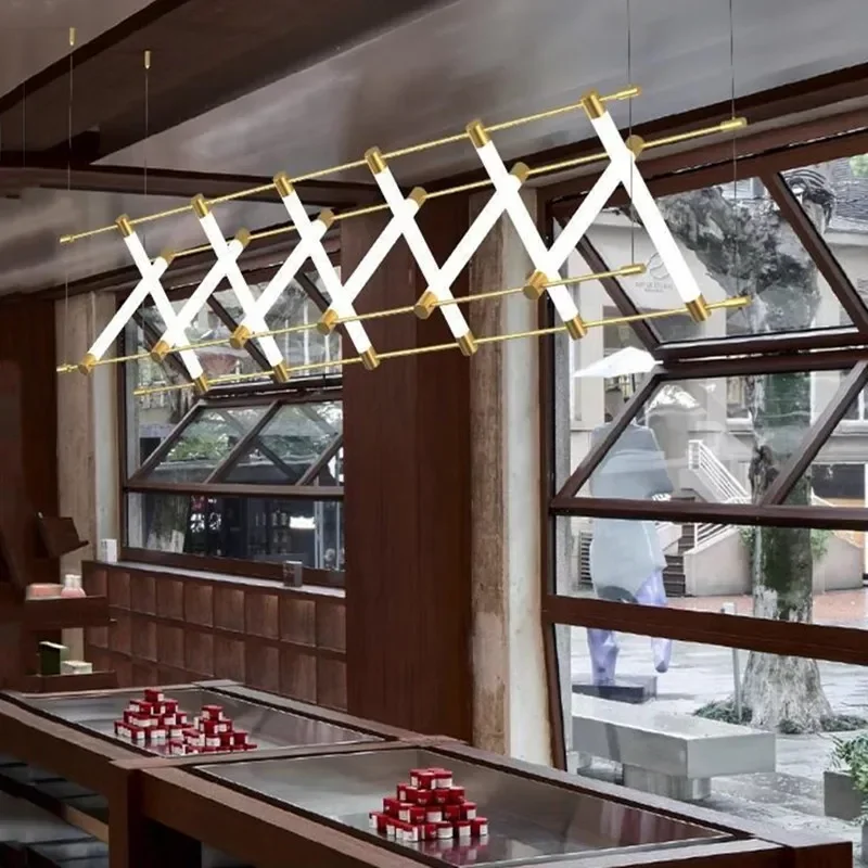 Nordic Minimalist Modern Strip Mazar Silver Gold Dining Room Living Room Combination Center Kitchen Chandelier Decorative Jig image 5