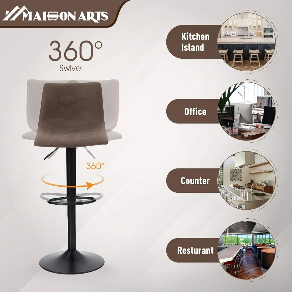 Swivel Bar Stools Set of 2 for Kitchen Counter Adjustable Counter Height Bar Chairs