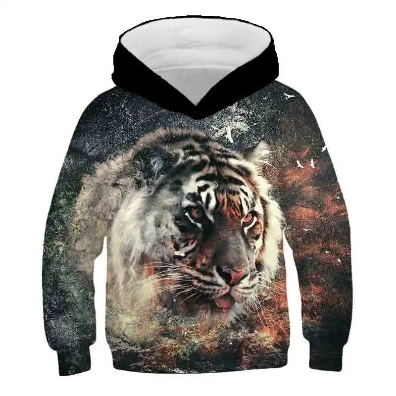 Hoodies 3d Print Animal Tiger Sweatshirts Boys Girls Unisex Cartoons Hooded Fashion Sweatshirts Cute kids Long sleeves Coat