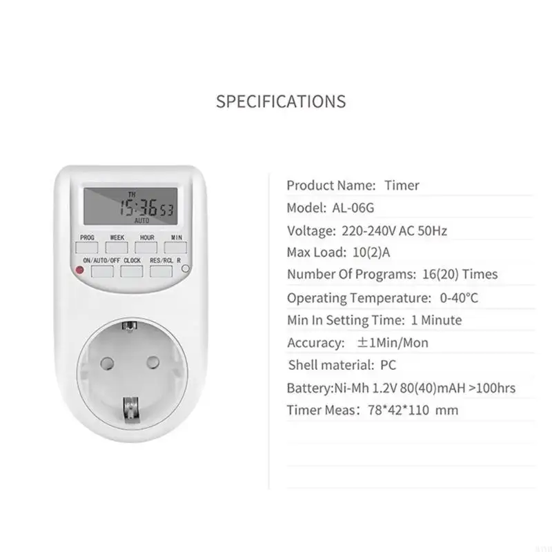 Tomada temporizador com suporte energia 2300 W para aquecedores ar condicionado, dispositivo elétrico com eficiência