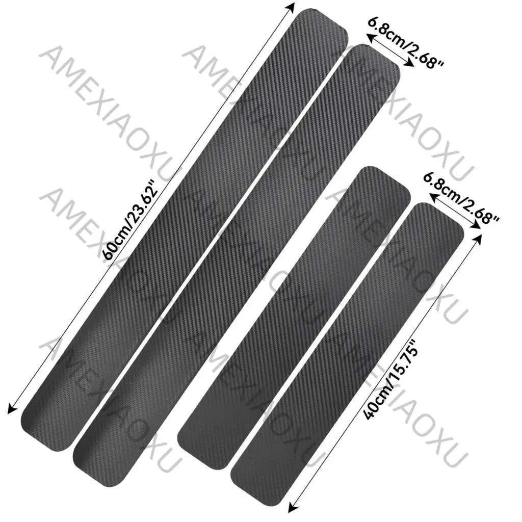 Loki J 4Pcs 3D Carbon Fiber Car Stickers Threshold Anti-kick Protector Strip Auto Door Sill Scuff Plate Anti Scratch Cover Tool+