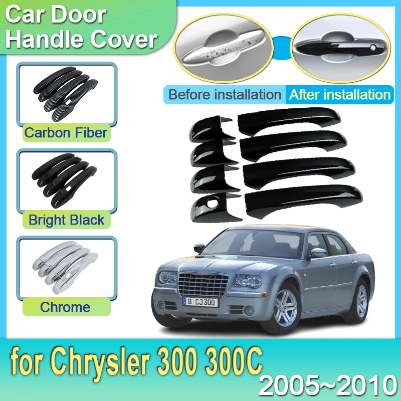 Gloss Black Door Handle Cover For Chrysler 300 300C Accessories 2005~2010 2008 Comfort Catch Outside Replacement Car Accessories