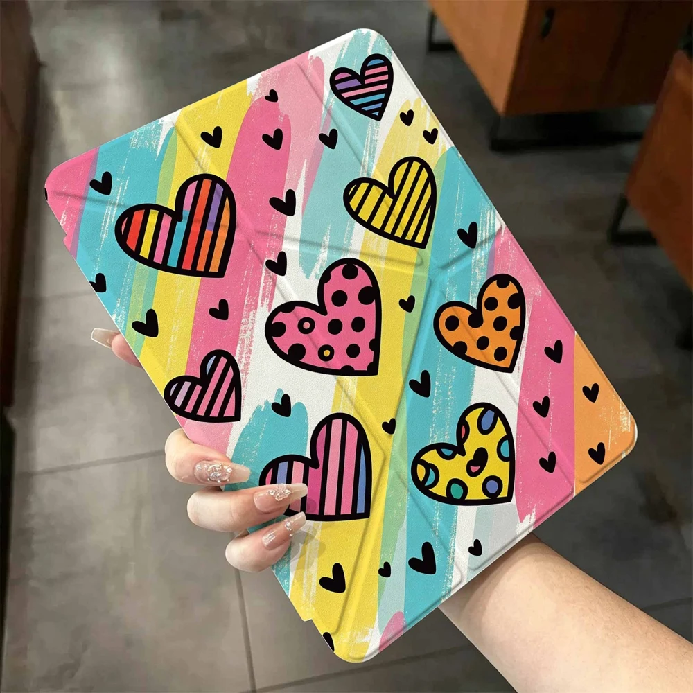 Best Seller Striped Hearts For IPad Mini Air Pro 13 12.9 11 10.9 10.5 10.2 9.7 8.3 7.9 inch 5 6 7 8 th Pen Slot Tablet Case