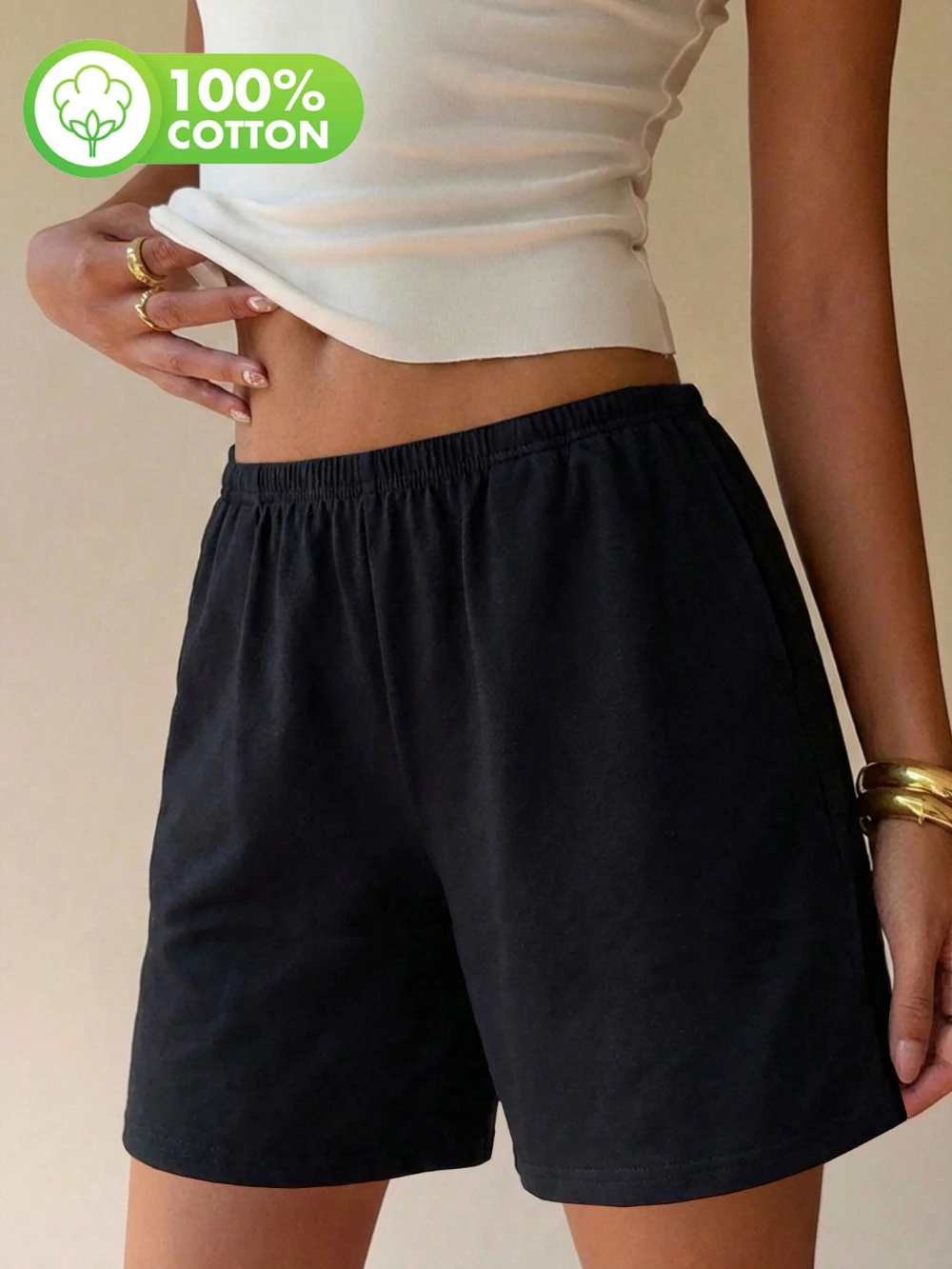 Solid Color Pure Casual Women'S Shorts for Summer Casual Shorts for Home Wear Five-Level Pants Summer Beach Pants