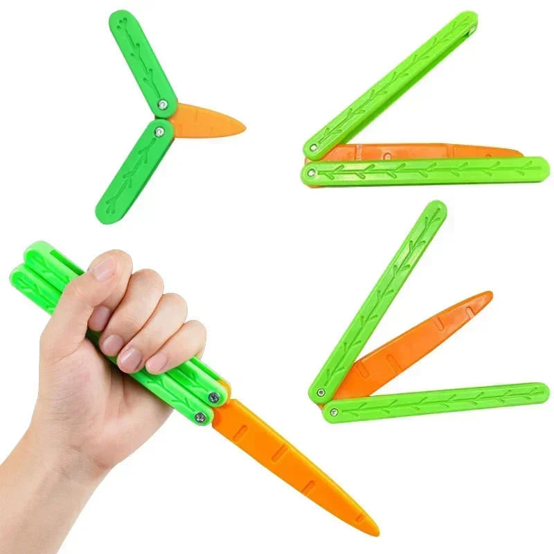 Couteau papillon radis imprimé 3D, saut droit, Mini porte-clés par gravité de haute qualité, jouet de décompression, cadeau Surprise