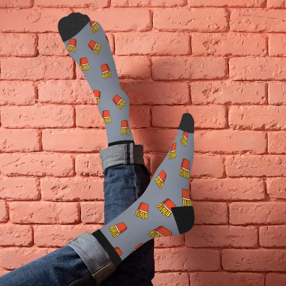 Fries Grappige Sokken Franse Fast Food Junk Fry Aardappel Snack Nieuwigheid Casual Crew Sokken Contrast Kleur Ontwerp voor Dames Heren Cadeau