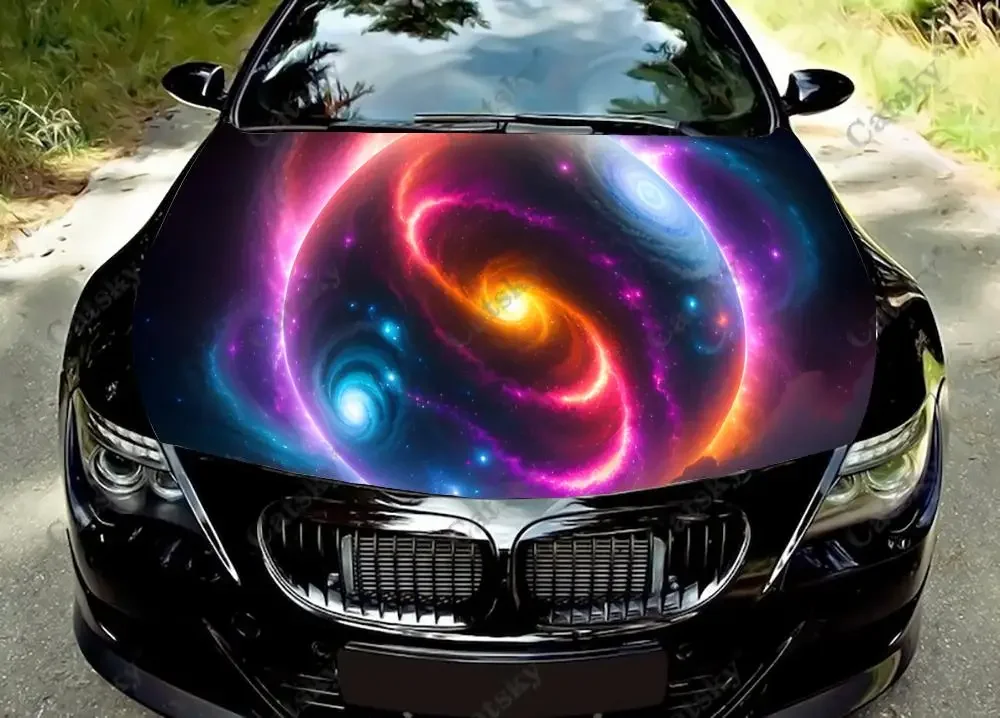 Galaxy Stars Space Car Hood Vinyl Stickers Wrap Vinyl Film Engine Cover Decals Sticker Universal Car Hood Protective Film