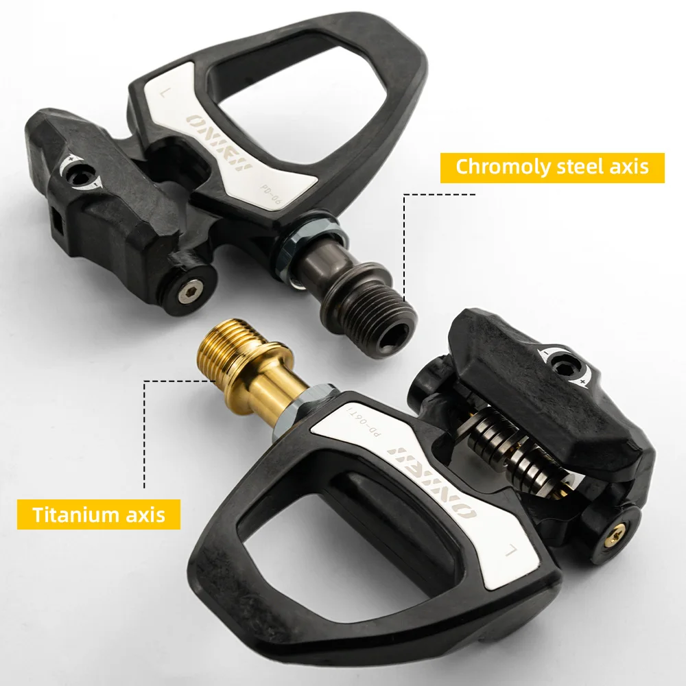 ONIRII PD-06 Road Bike Carbon Lock Pedals Bicycle SPD Self-Locking Steel/Titanium 6 Degree Pedal with Locking Plate for Road NEW