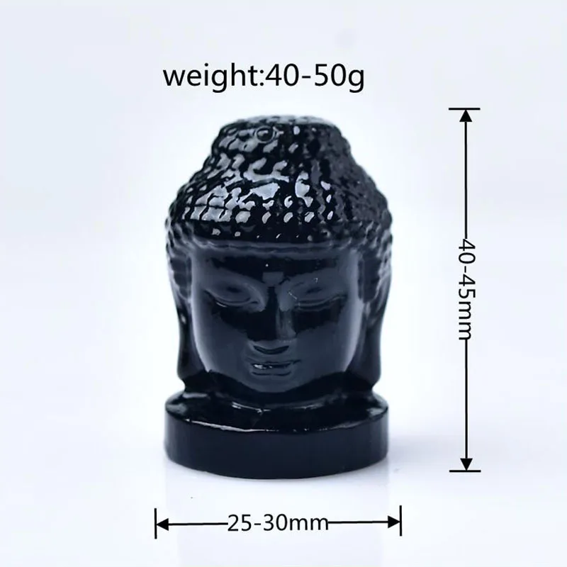 100%  Natural Rose Quartz Obsidian Buddha  Reiki Crystal Figurine Head Carving Mini Statue Feng Shui Crafts Home Decoration Gift