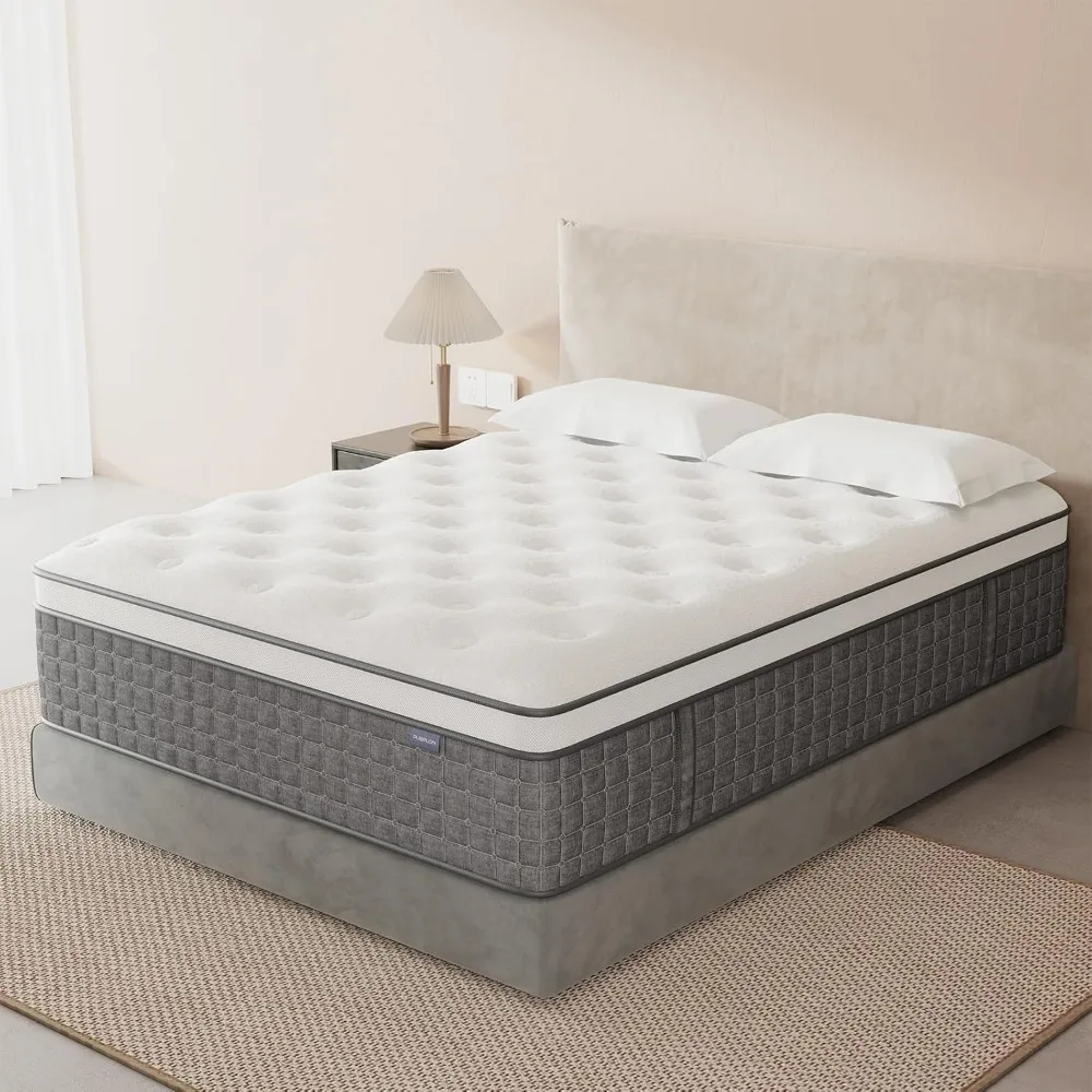 Mattress , Medium Firm Mattress with Extra Lumbar & Shoulder Support, 12 Inch Hybrid Mattresses with Gel Memory Foam image 2
