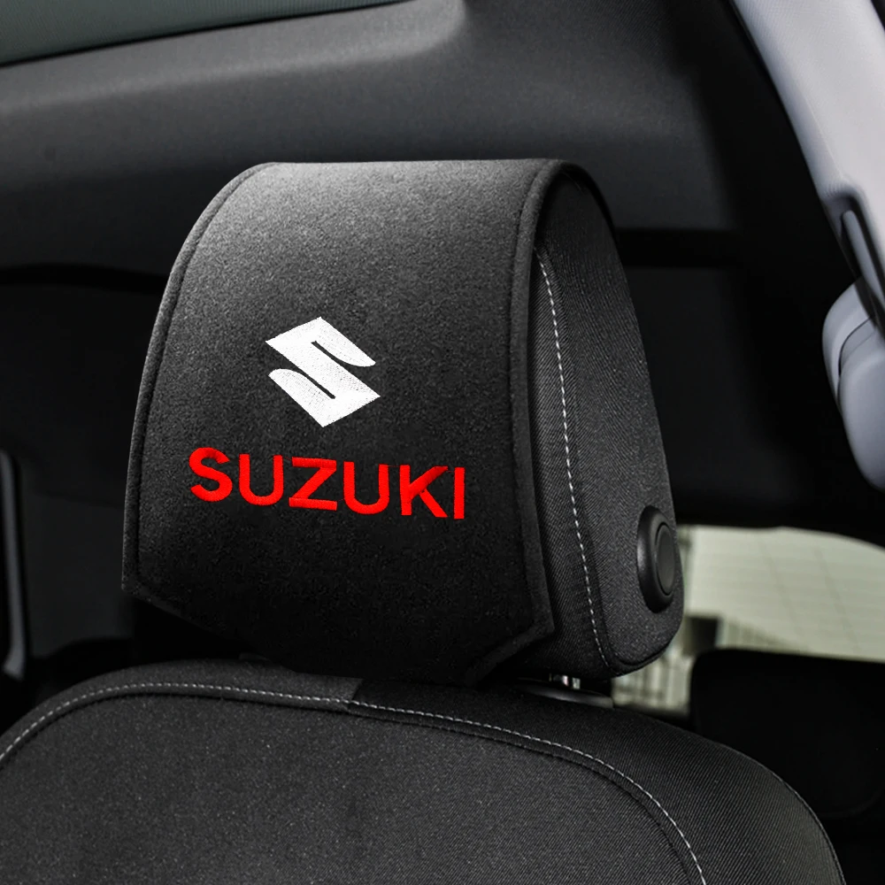 Car Logo Headrest Cover Seat Neck Mat Sleeve Pillow Protector Case Accessory For Suzuki Grand Swift Sport Vitara Jimny SX4 Alto