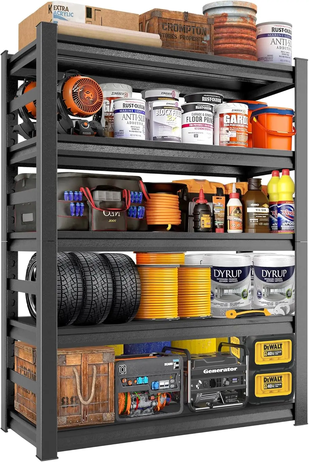 

All metal garage shelf unit and storage easy to assemble 5-layer heavy-duty adjustable shelf