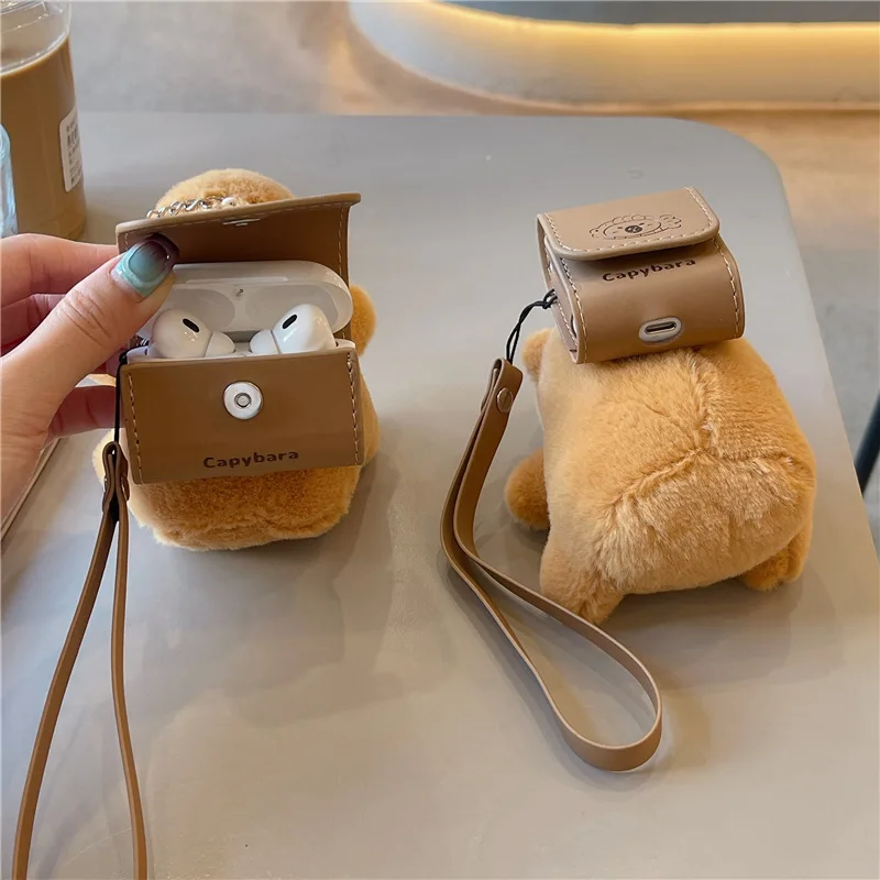 Plush cartoon Case for AirPods 4 Airpod 1 2 3 Pro Pro2 Bluetooth Earbuds Charging Box Protective Earphone Case Cover ﻿