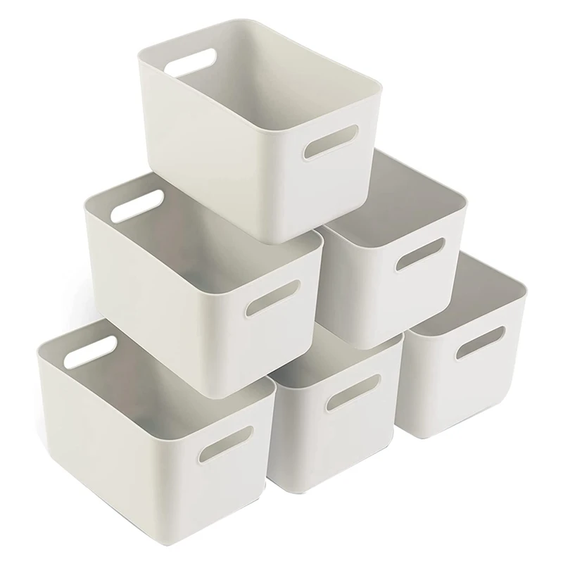 

Plastic Storage Boxes Office Storage Baskets For Bathroom Storage, Kitchen Storage (6 Pack)