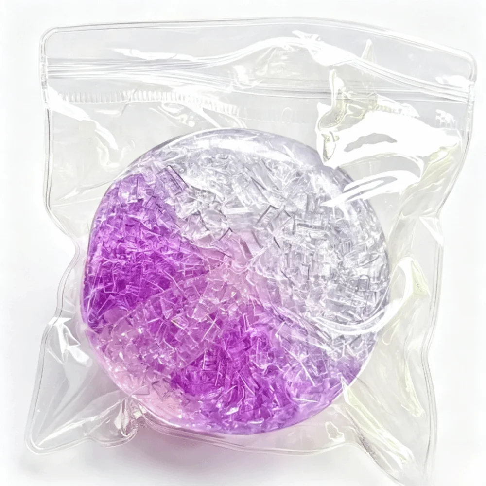 Balle en sucre glacé déchiqueté à texture de glace pilée, jouet souple à presser à remontée lente, fait main, effet craquant