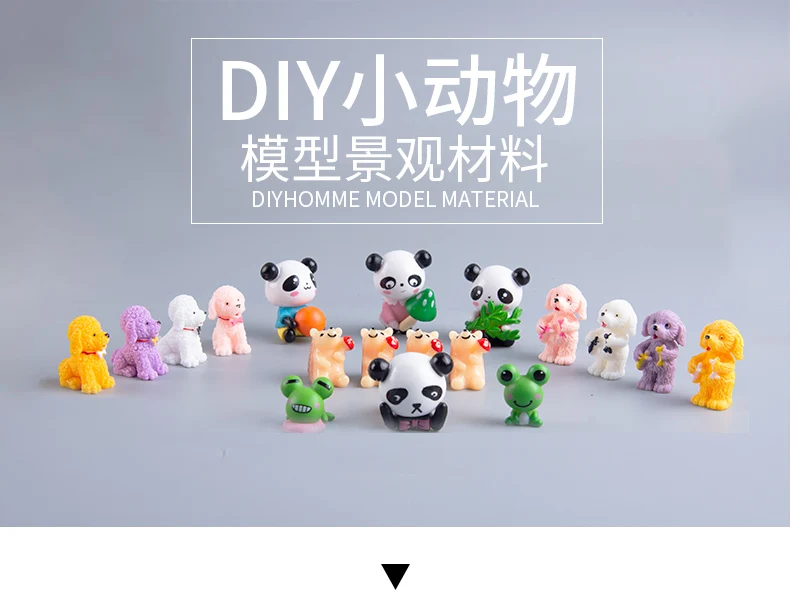 5pcs Miniature Resin Zoo Animal Figurines Set - Rabbit Panda Owl Dolphin Frog - Outdoor Scenery Dolls Dog Puppy Craft Toy Gift