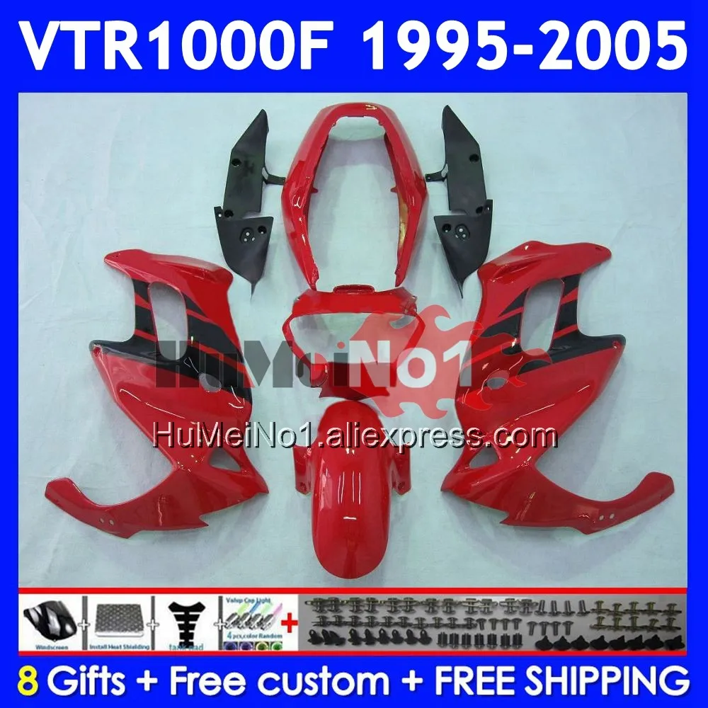 SuperHawk For HONDA VTR1000F 95 96 97 98 R 99 00 66No.31 VTR1000 F VTR 1000 Red black F 1000F 2001 2002 2003 2004 2005 Fairing