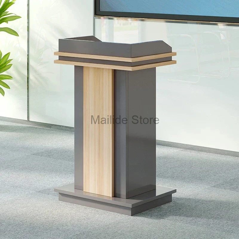 Wooden Small Reception Desks Front Desk Creative Church Pulpit Modern Welcome Desk Restaurant Shopping Guide Desk with Wheels