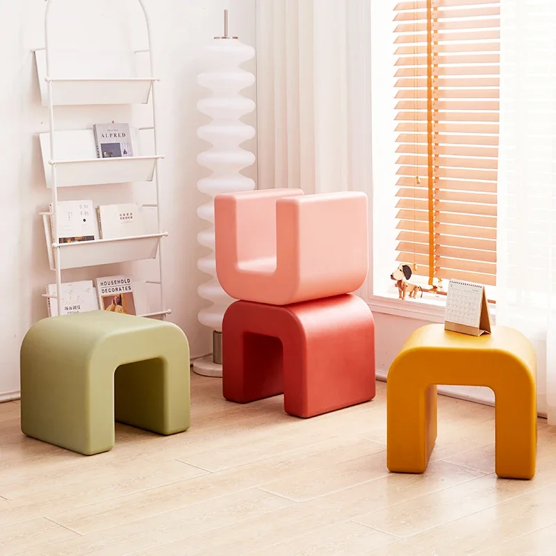 Home Small Stool Plastic Chairs Coffee Table Side Table Shoe Changing Stool Modern Living Room Balcony Bedroom Low Stool