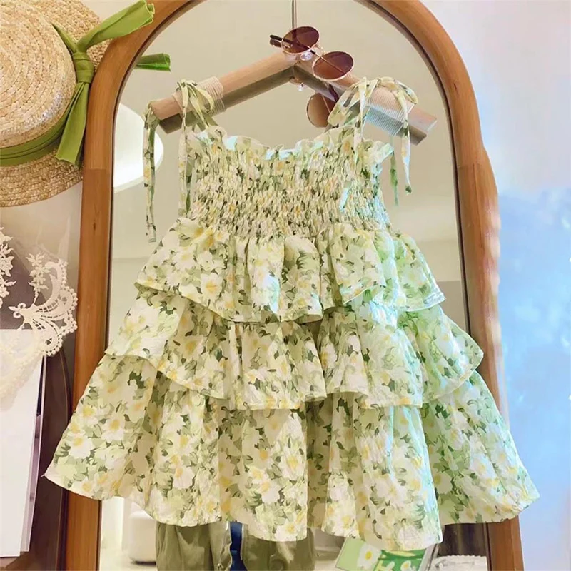 

2023 New Korean Fashion Dress for Children Vintage Elegant Fashion Grace Gentle Cute Kawaii Aesthetic Hipster Floral Chic Robes