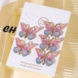 5PCS Sweet Macarons Gradient Color Cute Butterfly Kids Hairpins Children Headwear Princess Barrette Girls Hair Accessories