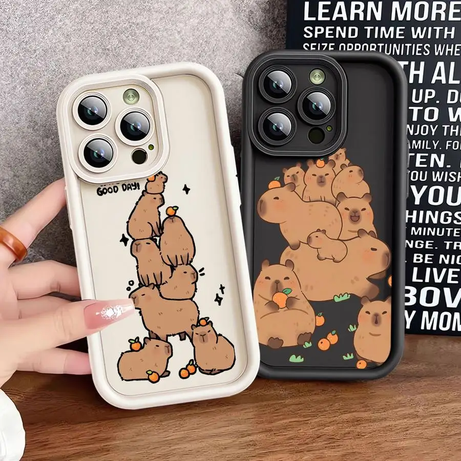Phone Case for iPhone XS Max 17 Air 15 16 14 Plus 13 12 11 Pro Max 16e XR Soft Cover Capybara Cartoon Cute 