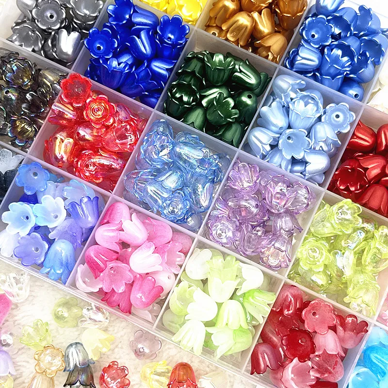 50pcs/lot 10x11mm Acrylic Convallaria Majalis Beads Caps Jewelry Findings Charms Bracelets Spacer Beads for Jewelry Making