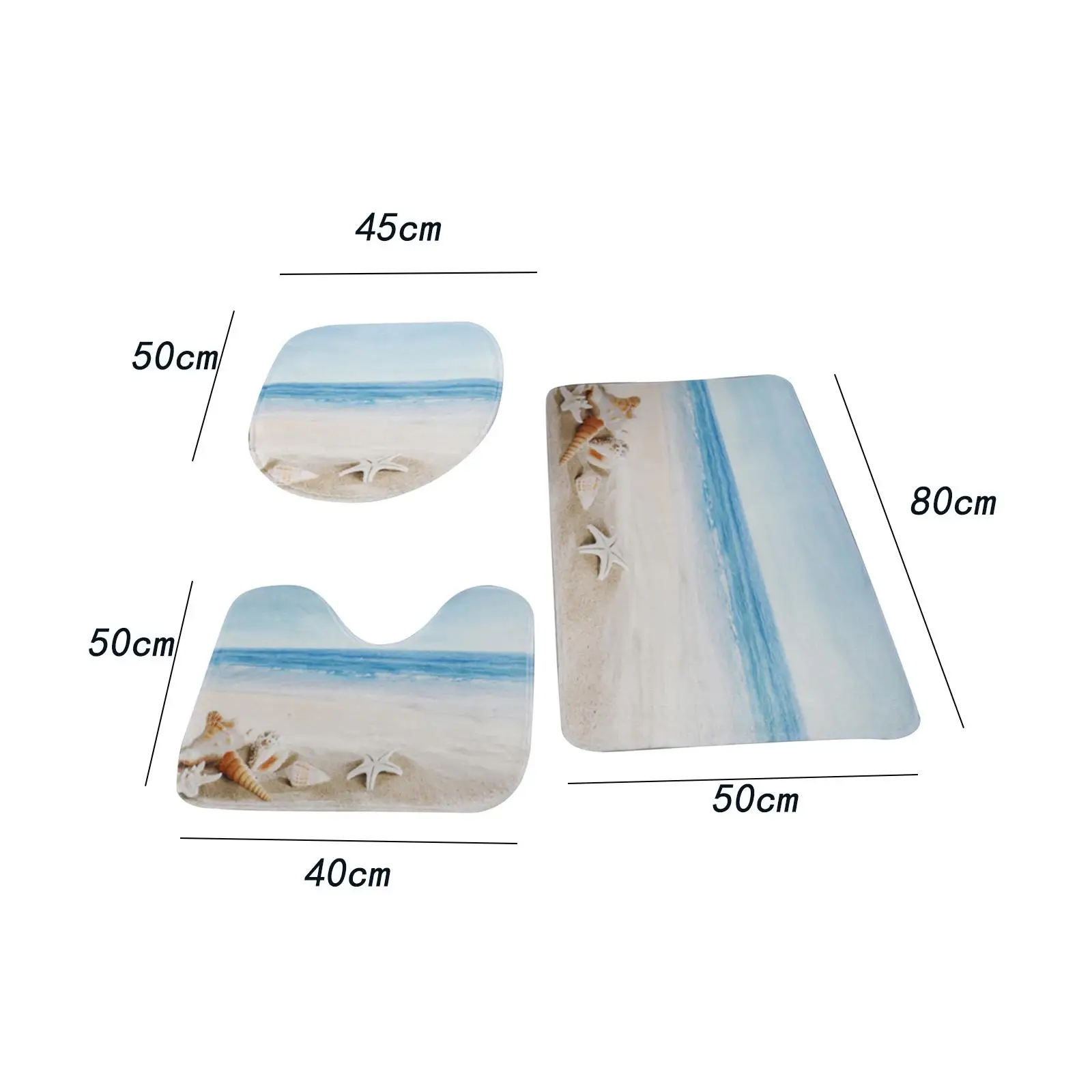 Bathroom Rug Set Absorbent Bath Mat 3 Piece Toilet Seat Cover Carpet with U