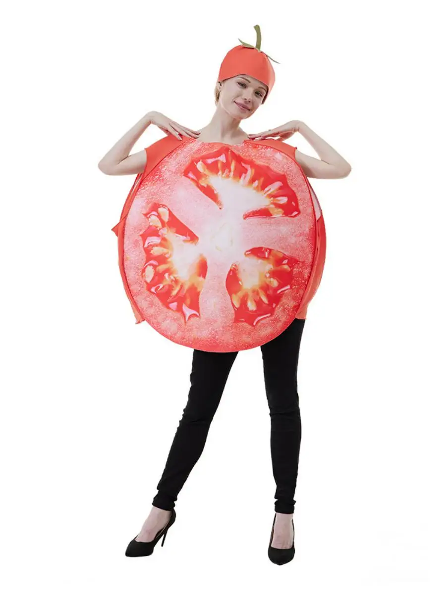 Halloween Fruit Slice Speelkostuum Volwassen Groente ato Stage Performance Pak ato Cosplay Jumpsuit Polyester Materiaal