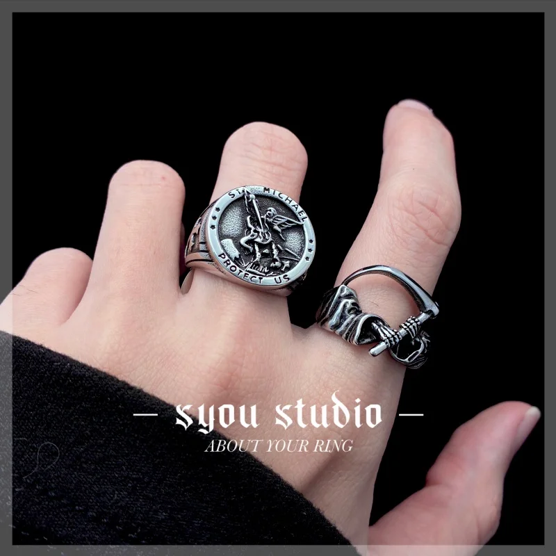 Dead God Ring Rock Skeleton Unisex Stainless Steel Sickle Gift For Men Classic Motorcycle Devil Personalities Jewelry Wholesale