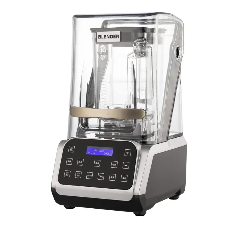 Professional Soundproof Commercial Stainless Steel Blender Heavy 2200W Smoothie & Ice Blender Digital Control for Bar