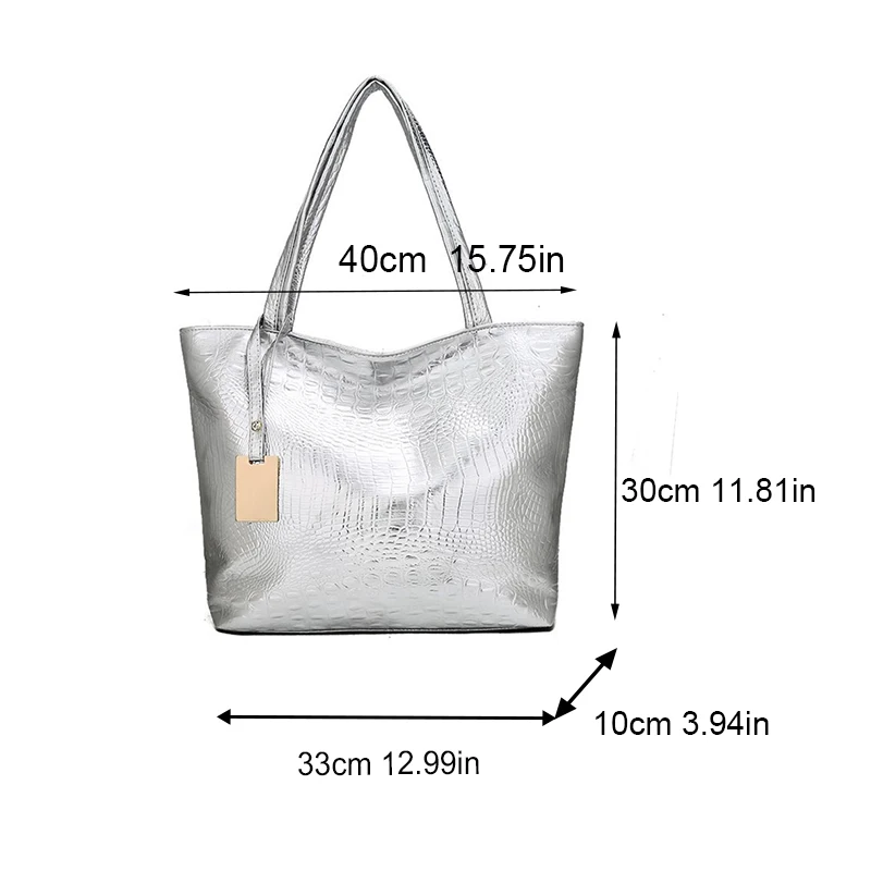 Large Capacity Shoulder PU Handbag With Pendant, Crocodile Pattern, Fashionable European And American Commuting Women\'s Tote Bag