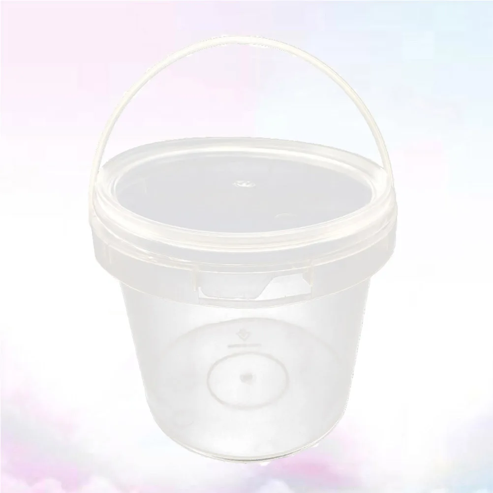 

2L Food Safe Pp Plastic Hand Bucket Transparent Round Storage Container For Ice Cream And Kitchen Supplies With Lid And Handle