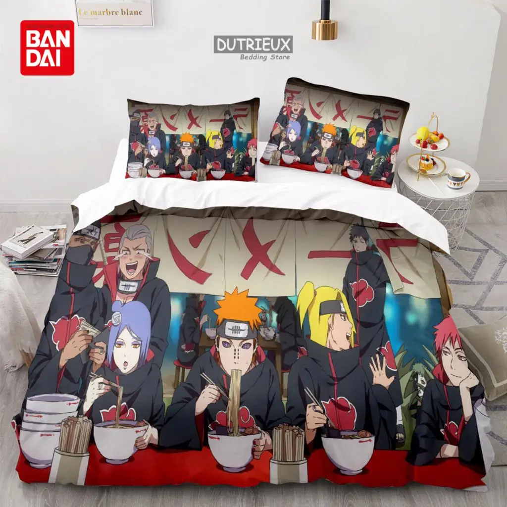 Ninja Uzumaki Uchiha Naruto Bedding Set Anime Duvet Cover Quilt Cover Pillowcase Double Size Kids Bedroom Bed Linen Decoration