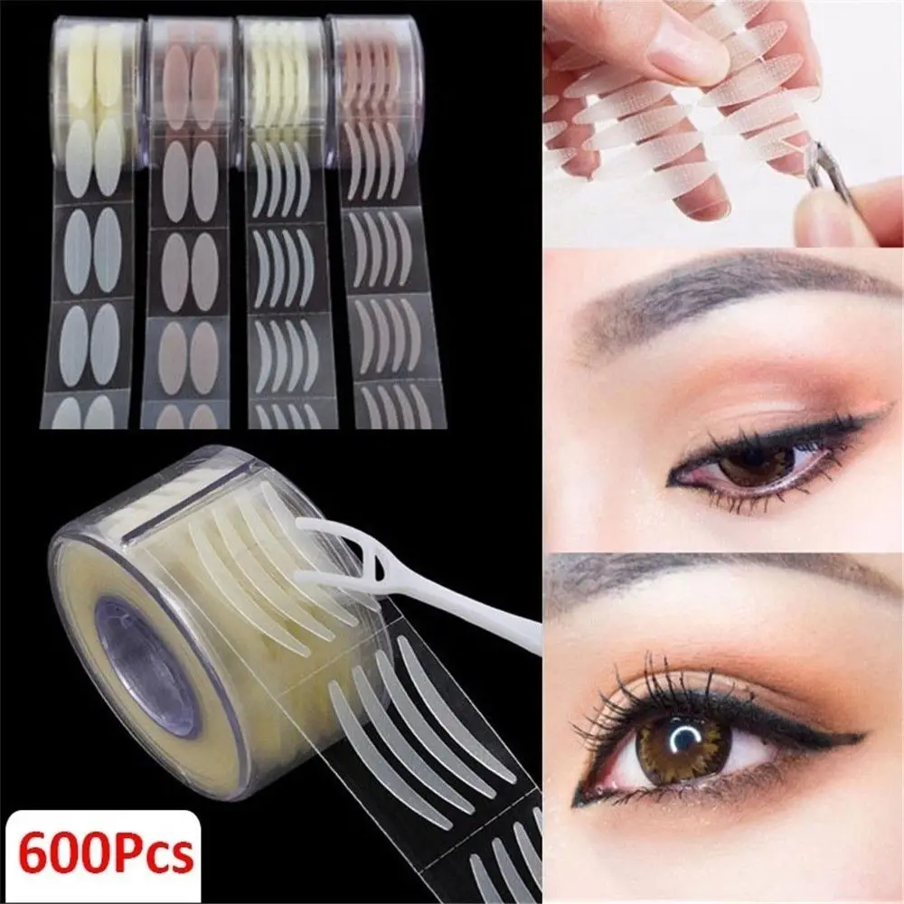 600Pcs/300Pairs Women Beauty Invisible Fiber Makeup Tool Lace Adhesive Double Side Eyelid Tape Eye Lift Strips Eyelid Stickers