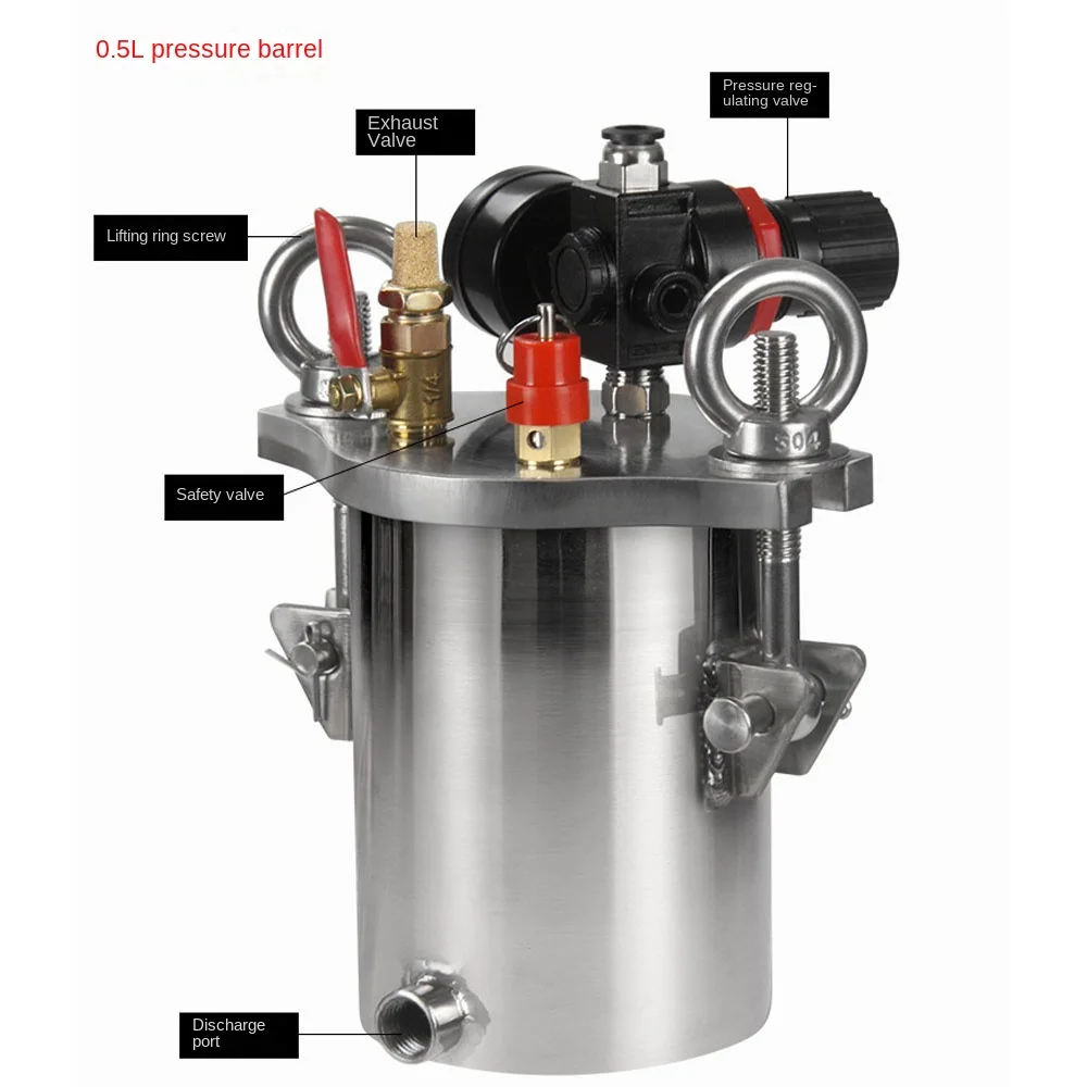 Imagem -02 - Tanque de Pressão Dispensação de Fluidos Balde de Armazenamento Barril Válvula Dispensadora 1l Aço Inoxidável 304