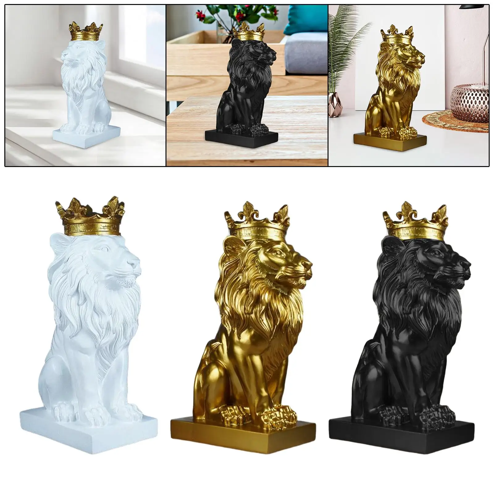 European Style Lion Head Statue Animal Figurine for Bedroom Home Decoration