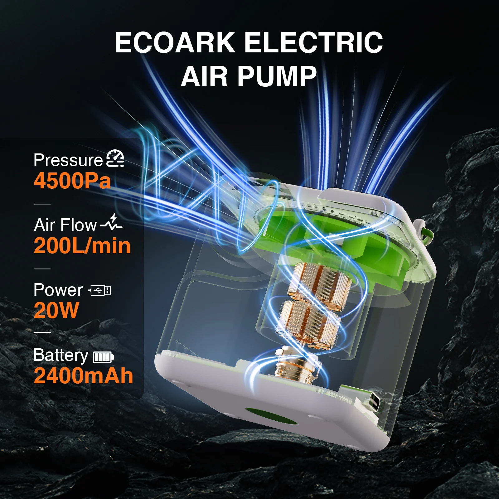 OneTigris Portable Air Pump 3 in 1 Mini Inflator/Deflator Pump with Camping Light Rechargable for Sleeping Pads Mattress Cushion