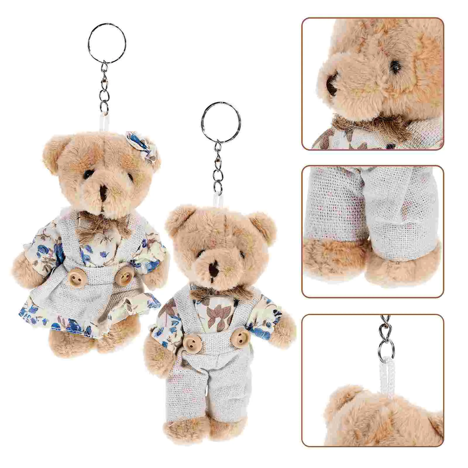 2 Pcs Couple Rabbit Keychain Replacement Pendant Plush Toy Durable Aesthetic Cute Fabric Keychains Old