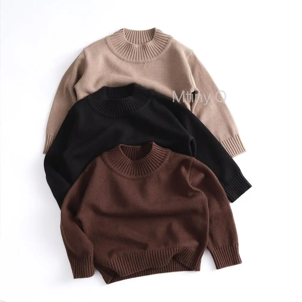 

Cotton Loose Girls Vintage Knitted Pullover Tops Boys Casual Knitwear Kids Clothes 2025 Autumn New Children Long Sleeve Sweater