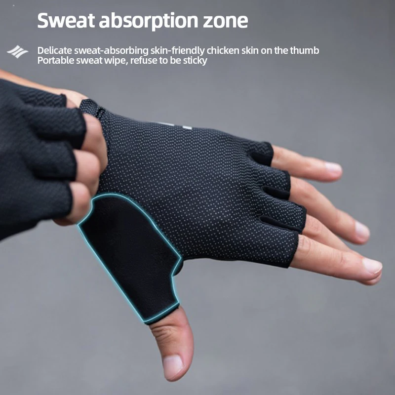 SANTIC Men\'s Cycling Glove Porous Breathable Bike Fingerless Gloves High-elastic Cushioning Sports Gloves Bicycle Accessories