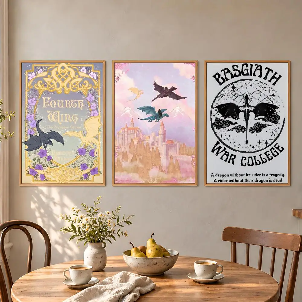 Xaden Tairn Violet Book Fourth Wing Poster Aesthetic Wall Art Poster HD Waterproof PP Self Adhesive Bedroom Dorm Room Decor