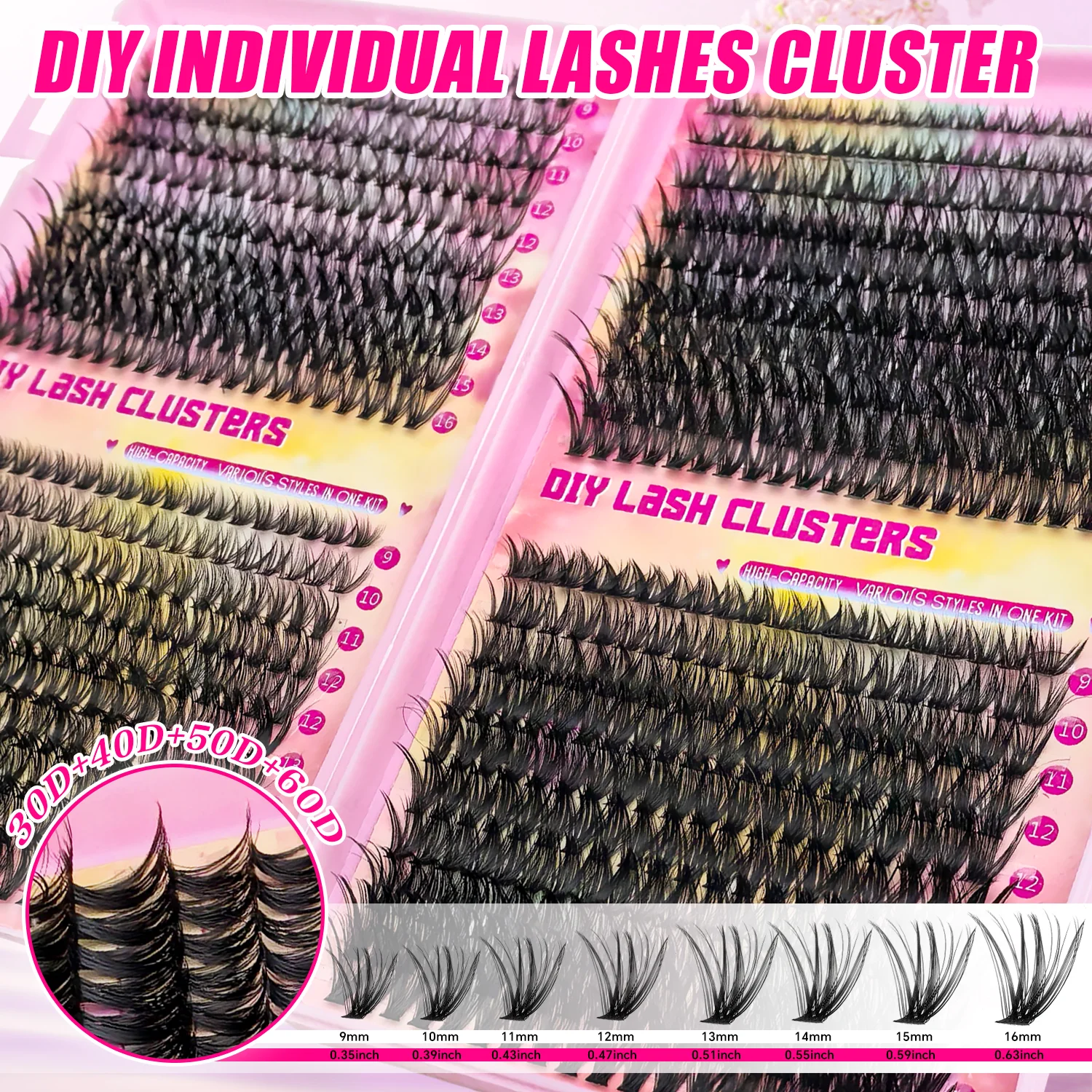 790 قطعة مجموعة مجموعات الرموش الفردية عالية السعة 9-16 مللي متر أطوال مختلطة طبيعية رقيق وملابس مريحة مكياج يومي مثالي