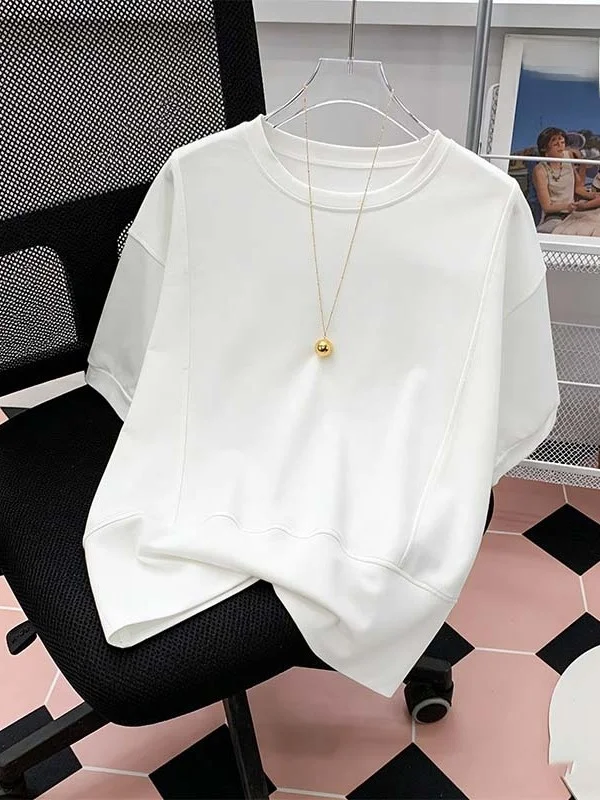 

Summer New plus Size Korean Design Casual Versatile Slimming Short Sleeve T-Shirt Comfortable Breathable City Commute Wear