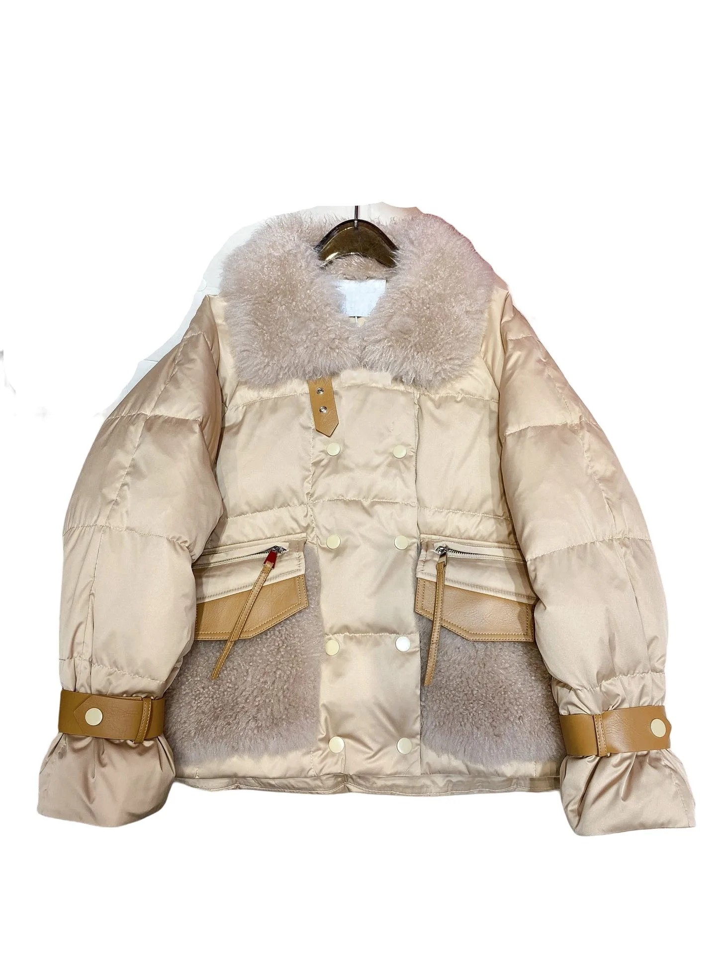 The new winter 2022 goats maomao brought the white goose down fill down jacket  overcoat for women  women winter clothes