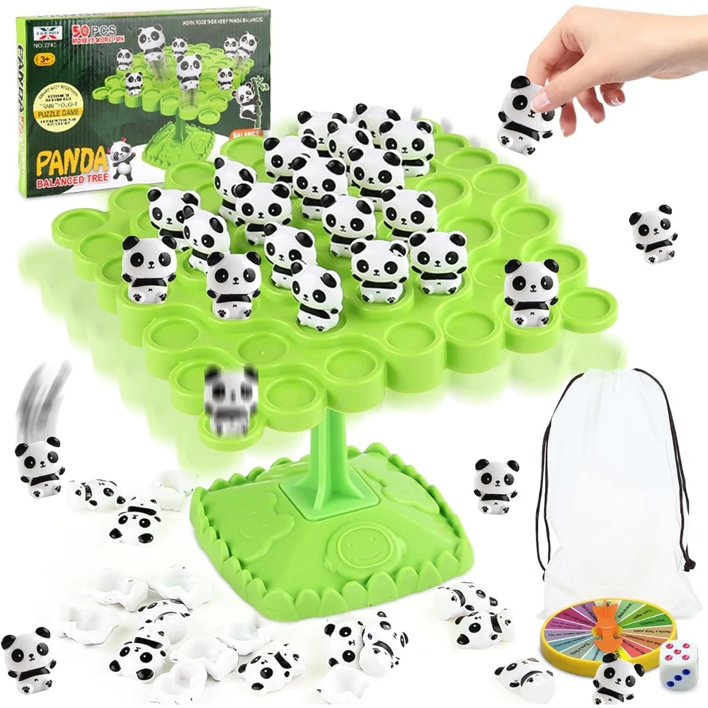 Jogos de equilíbrio de panda para crianças, jogos de empilhamento, jogo de equilíbrio de pilha de balanço de panda, brinquedos interativos montessori de mesa para pais e filhos