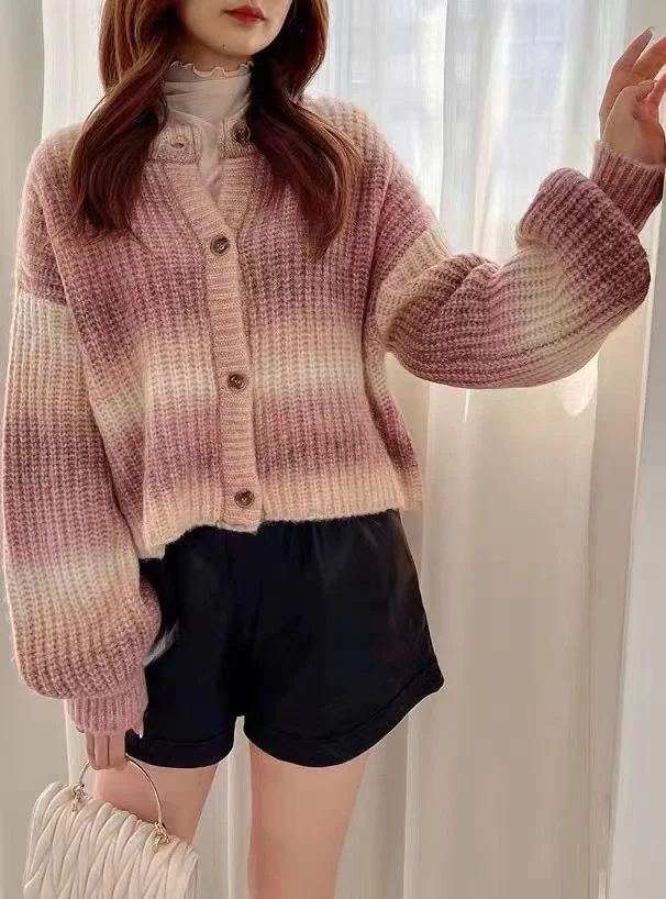 

2023 Autumn Winter Fashion Sweater Women Knitted Cardigans Women Tops Y2k Sweater Mujer Cardigan Crop Top