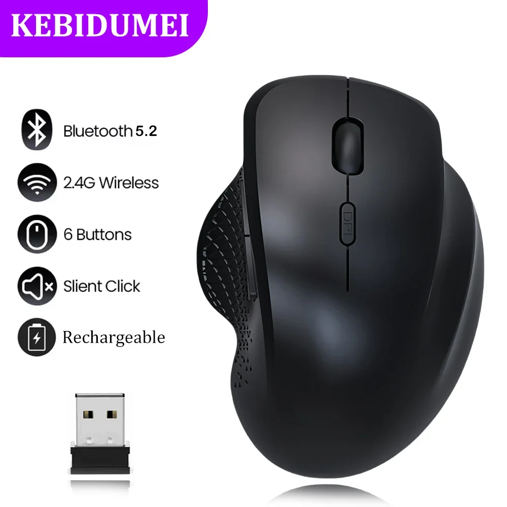 Dual-Mode 2.4G Wireless Mouse Bluetooth 5.2 Mouse Rechargeable Mouse Game Mouse 1600DPI For Laptop Tablet Computer Windows MacOS