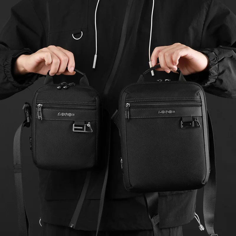 

Waterproof nylon cloth men's diagonal cross bag commuting carry outdoor flat storage vertical travel shoulder bag